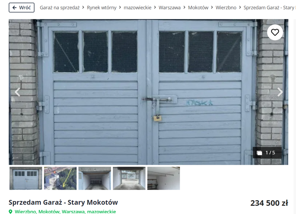 Garaż cena Warszawa